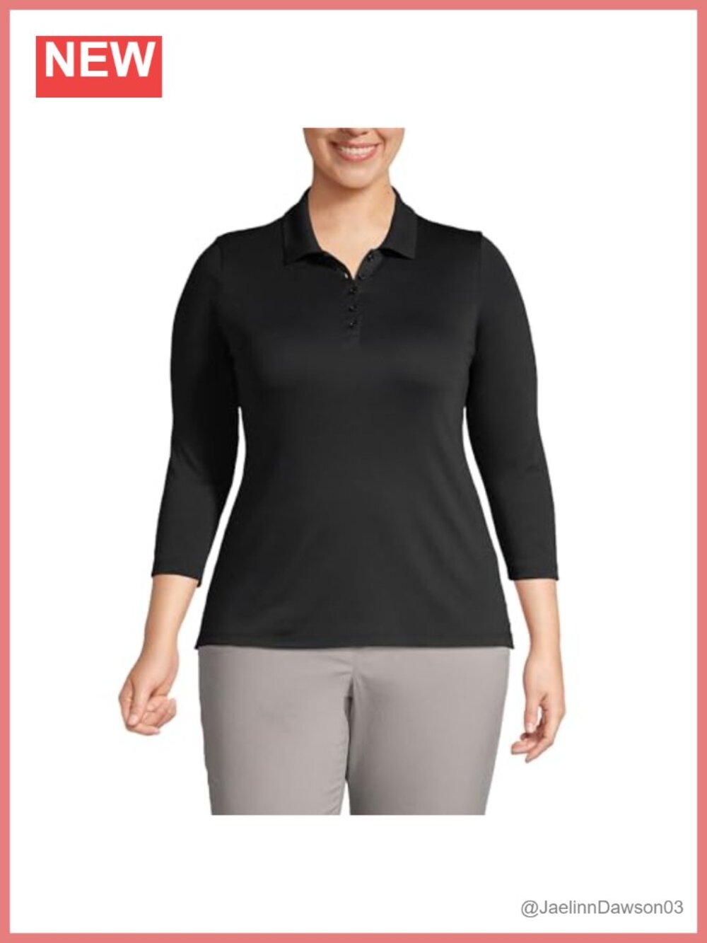 Supima Cotton 3/4 Sleeve Polo Shirt Fitted Wrinkle Resistant